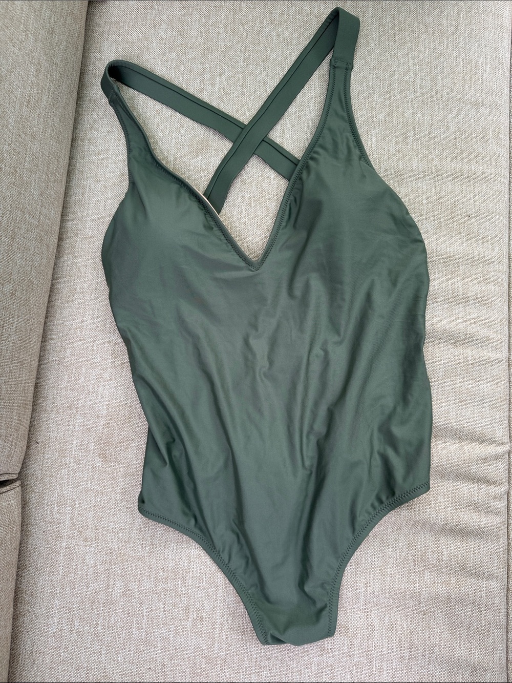 J.Crew Plunge Neck Low Back One-Piece Swimsuit with Cross Back Straps